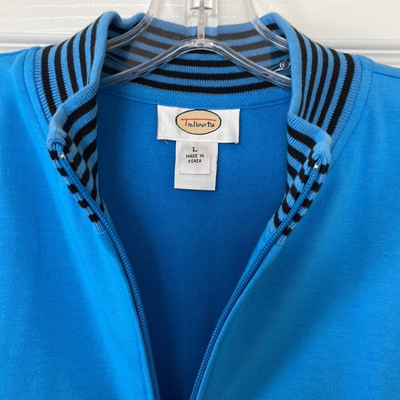 TALBOTS ZIP FRONT JACKET, SIZE LARGE IN BLUE - Picture 7 of 16